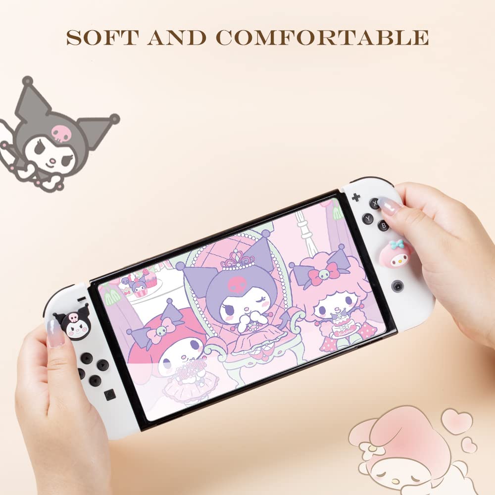 PERFECTSIGHT Cute Switch Knob Caps - Soft Silicone Analog Button Cover Compatible with Nintendo Switch OLED/Lite Console & Joy-Con Controllers (4-Pack) - Kawaii Gaming Accessories for Enhanced Grip and Protection During Play