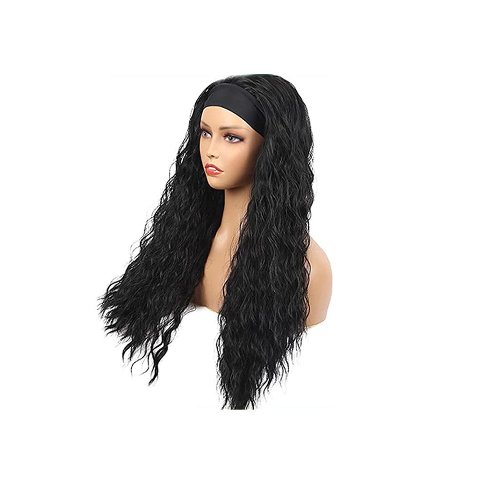 Water Wave Glueless Headband Wig - Natural Black 180% Density Human Hair - Perfect for Daily Wear, Cosplay & Protective Styling
