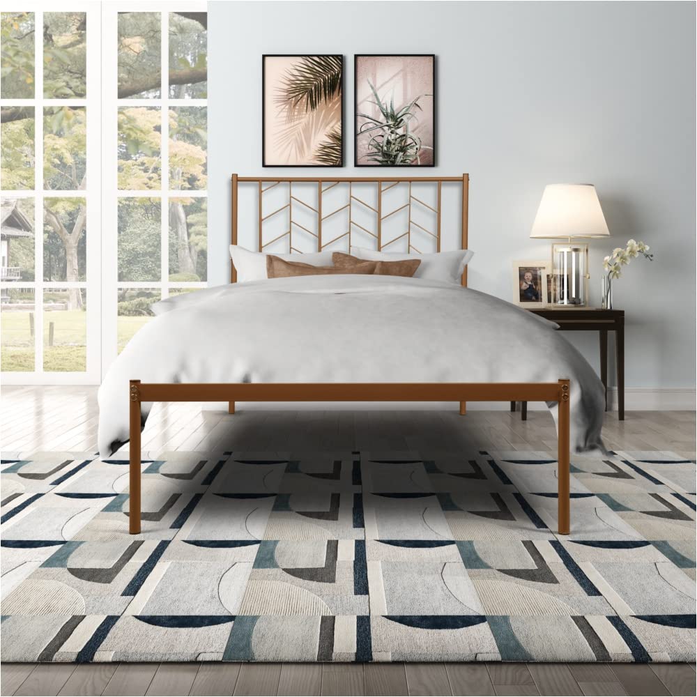 Vintage Style Twin Size Metal Bed Frame with Mattress Foundation - Sturdy & Elegant for Bedroom, Guest Room, Dormitory, and Home Decor