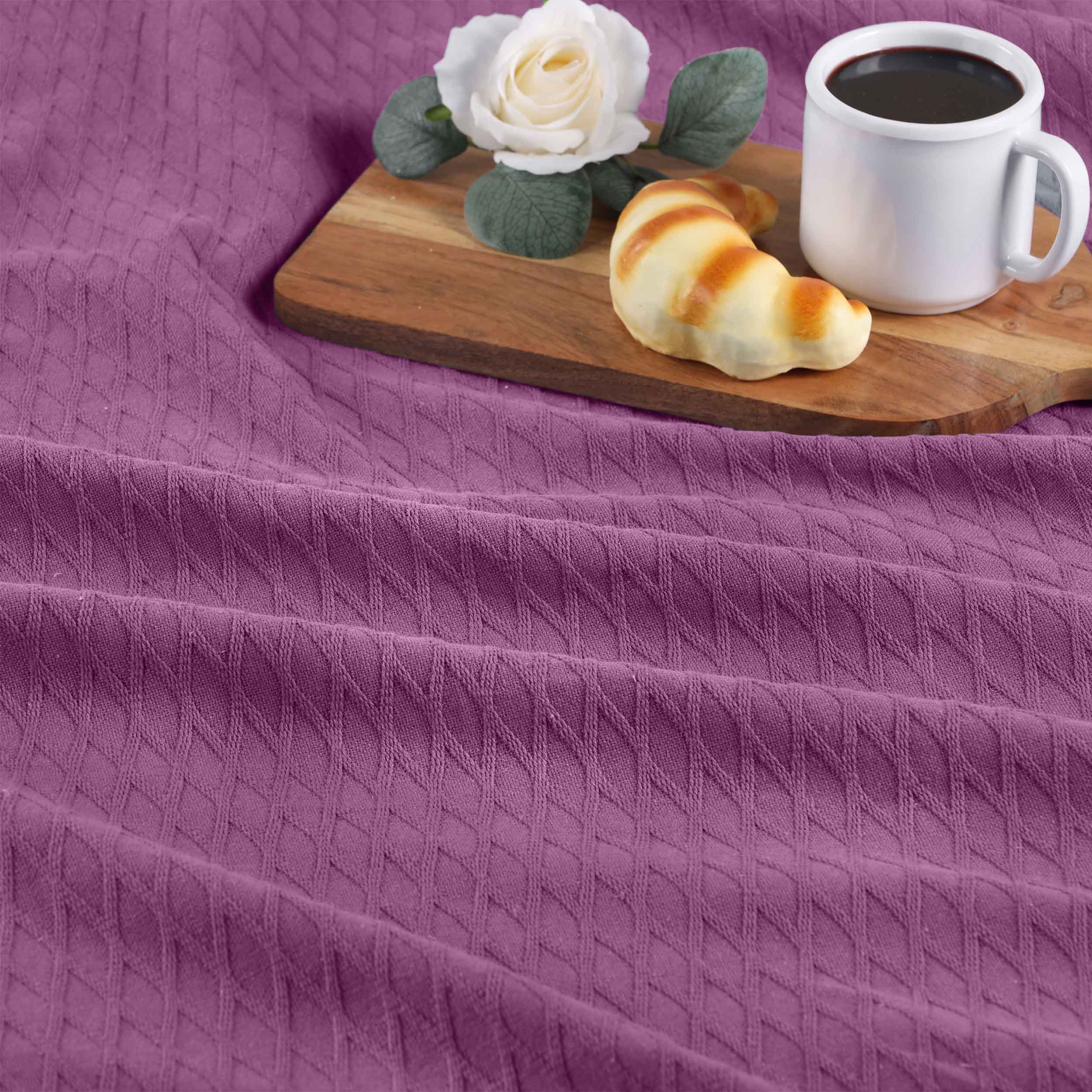 Premium Cotton All-Season Diamond Pattern Bed Blanket & Sofa Throw - Soft Cozy Blanket for Bedroom, Living Room, Travel and Gift Giving