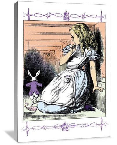 Alice in Wonderland: Alice Watches The White Rabbit 24x36 Inch Gallery Wrapped Canvas Wall Art Decor - Perfect for Living Room, Bedroom & Office