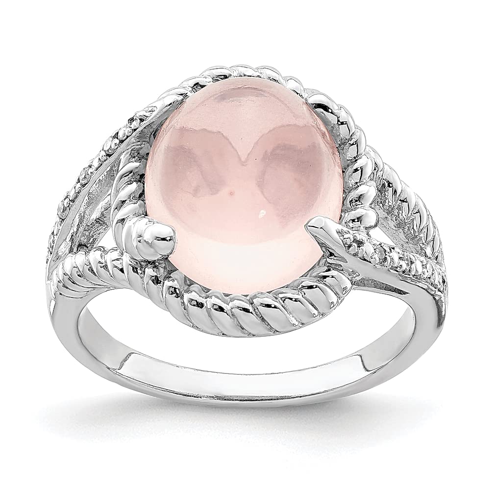 925 Sterling Silver Rose Quartz Diamond Band Ring for Women - Elegant Gemstone Jewelry for Her, Perfect Gift for Anniversary, Birthday & Valentine's Day
