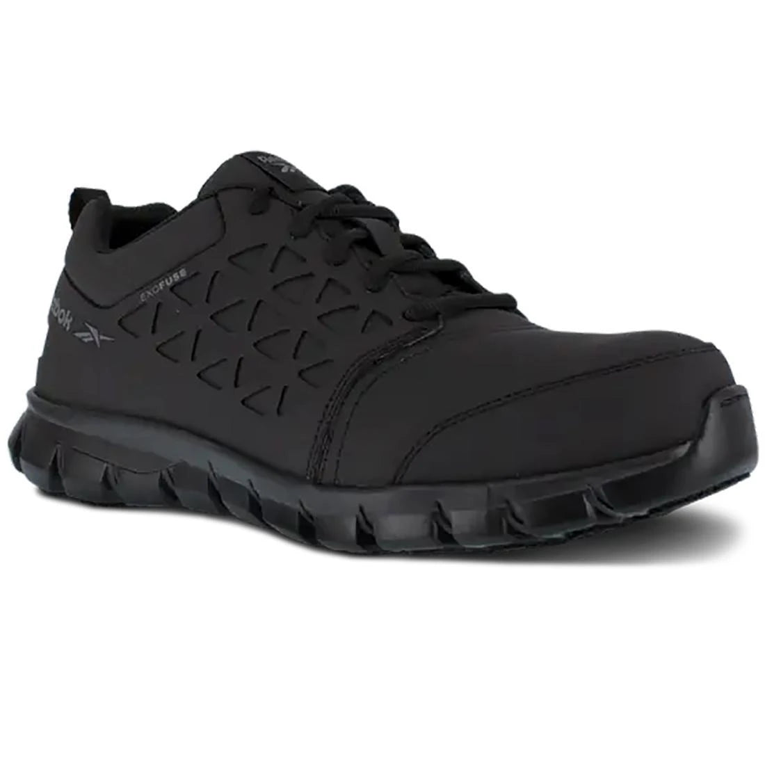 Sublite Cushion Composite Toe Athletic Work Shoes for Men - Black Exofuse Technology - Lightweight Safety Shoes for Construction, Warehouse & Industrial Work