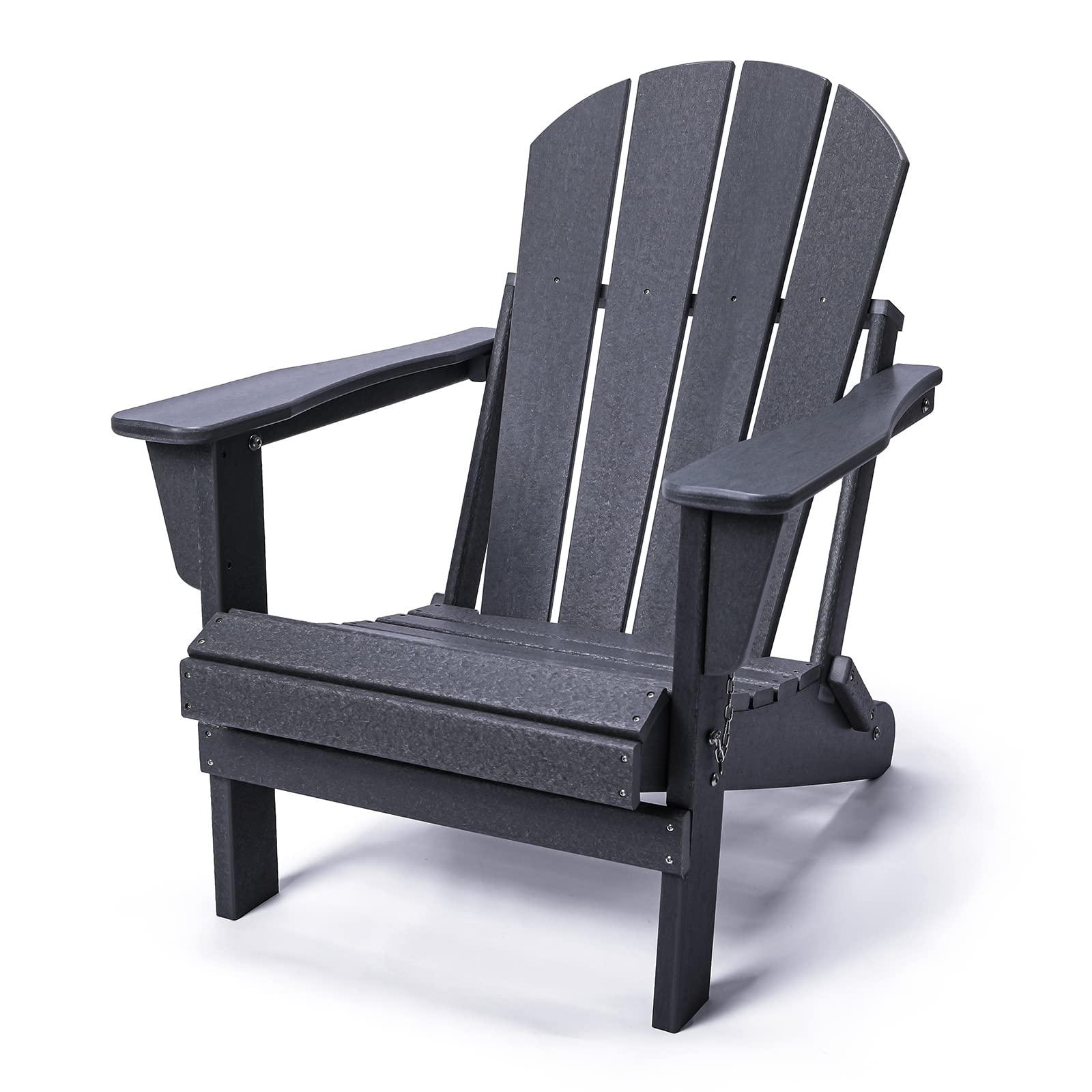 POLYDUN Folding Adirondack Chair - Heavy Duty HDPE Outdoor Plastic Patio Chair, Weather Resistant & Lightweight for Deck, Garden, Backyard, Fire Pit - Perfect for Relaxing, Camping & Outdoor Gatherings (Black)