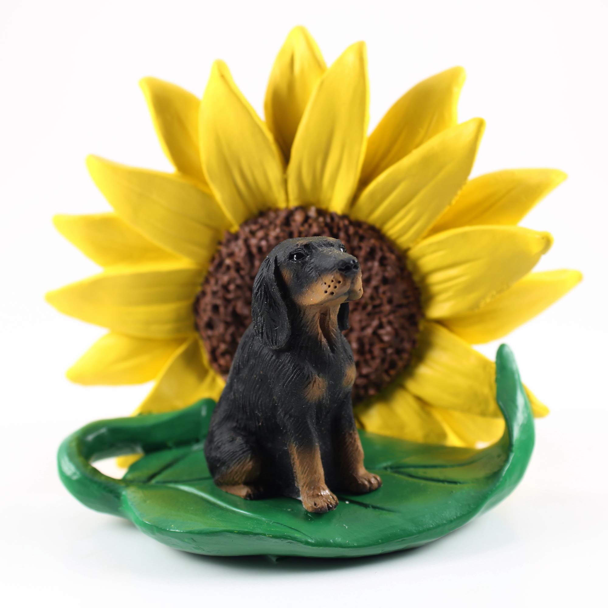 Realistic Hand Painted Black and Tan Coonhound Figurine - Sunflower Statue Gift for Dog Lovers, Home Office Desk Decor, Nursery Accent | Perfect for Summer Decorations, Spring Showers & Housewarming Presents