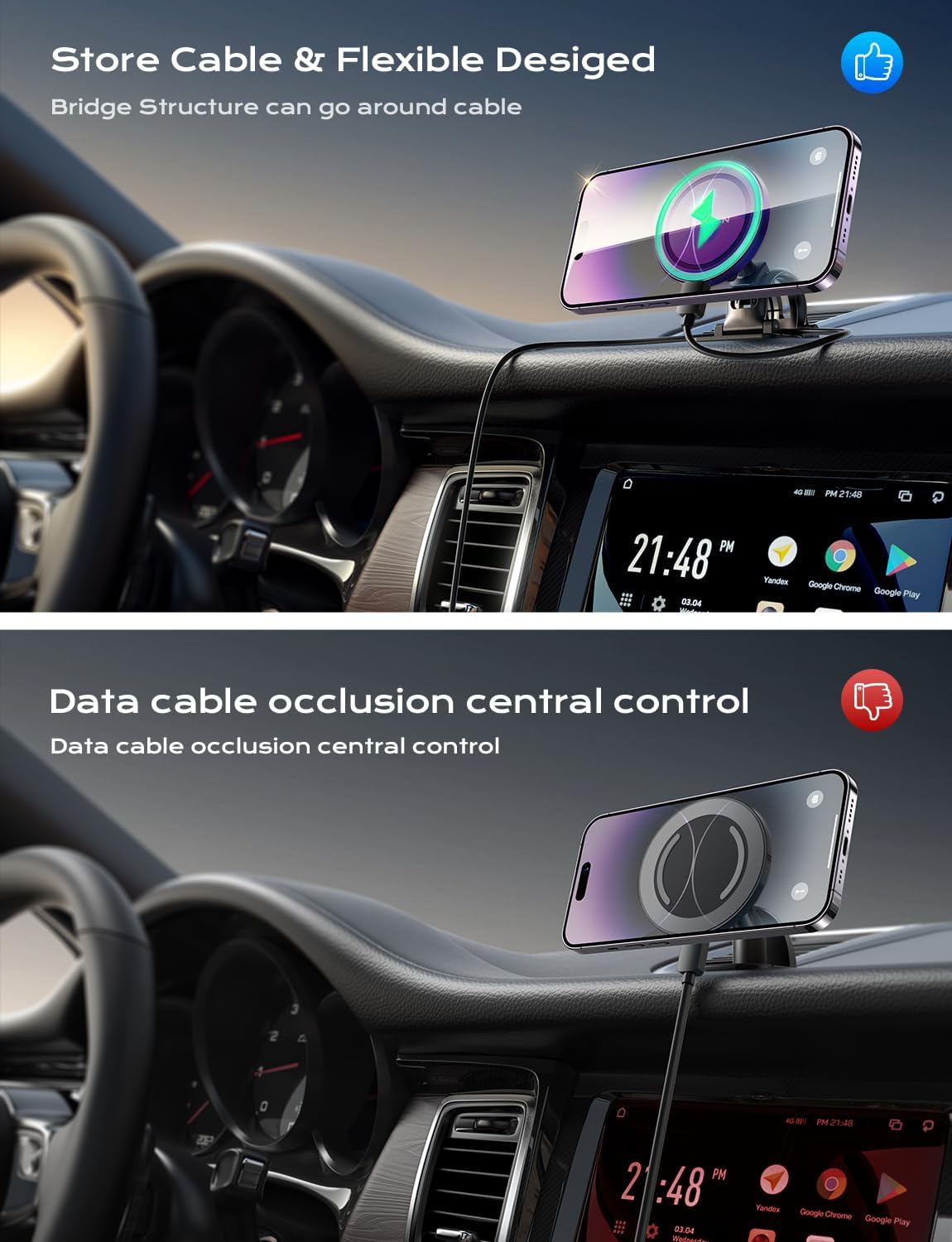 LISEN 15W MagSafe Car Mount Charger - Universal Magnetic Wireless Car Charger for iPhone 16 Pro Max/16/15/14/13/12 - Fast Charging Phone Holder with Strong Magnet - Perfect for Driving & Road Trips (Purple)