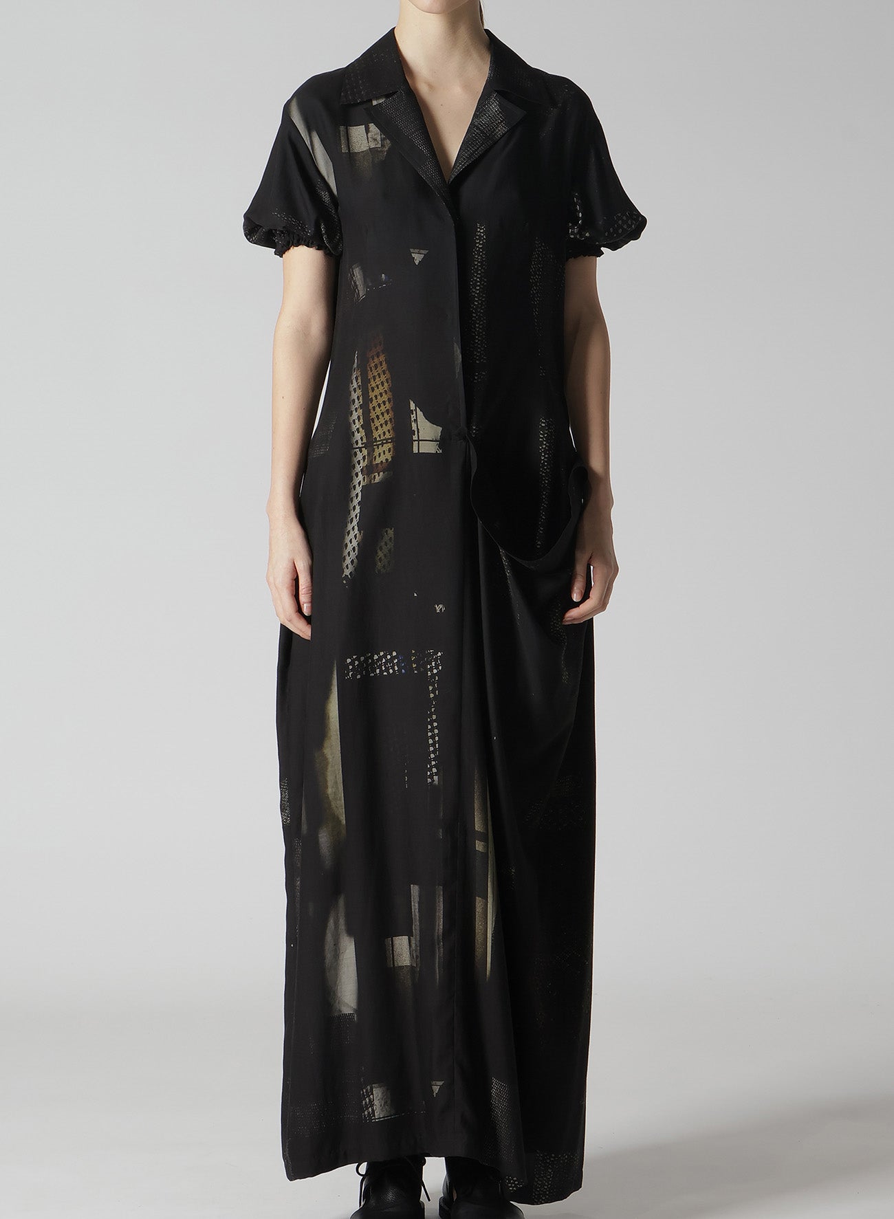 CU/DUNGAREE Twill Dark Neon Print Left Side Gathered Dress - Stylish Women's Fashion for Casual Outings, Parties & Summer Events