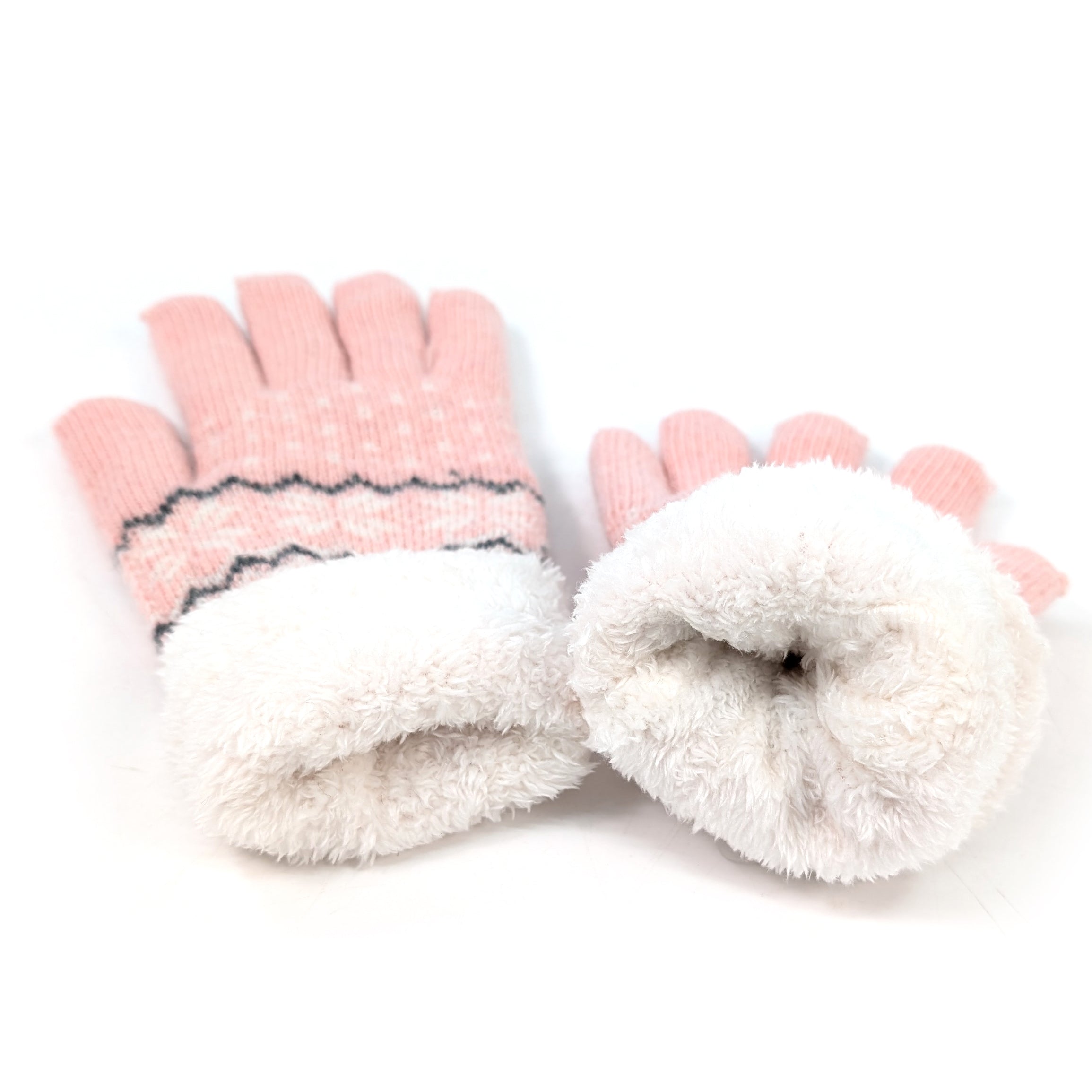 Fluffy Nordic Winter Gloves for Women - Soft Warm Knitted Mittens in Pink - Perfect for Cold Weather, Snow Activities, and Outdoor Adventures