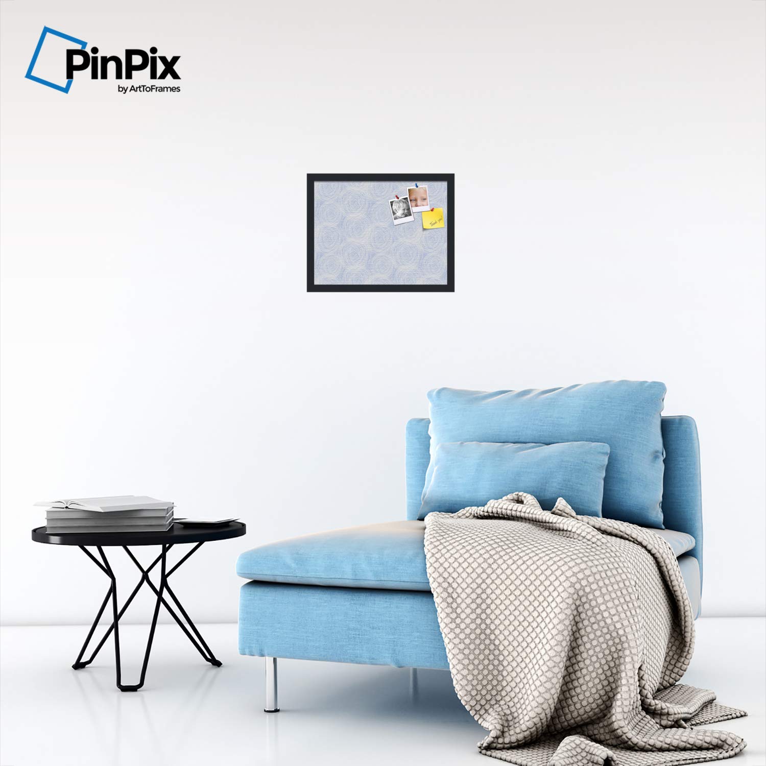 PinPix ArtToFrames 16x12 Inch Custom Cork Bulletin Board with Fabric Canvas Finish - Black Satin Frame for Office, Classroom & Home Decor (PinPix-1927) | Perfect for Memo Boards, Photo Displays & Creative Workspaces