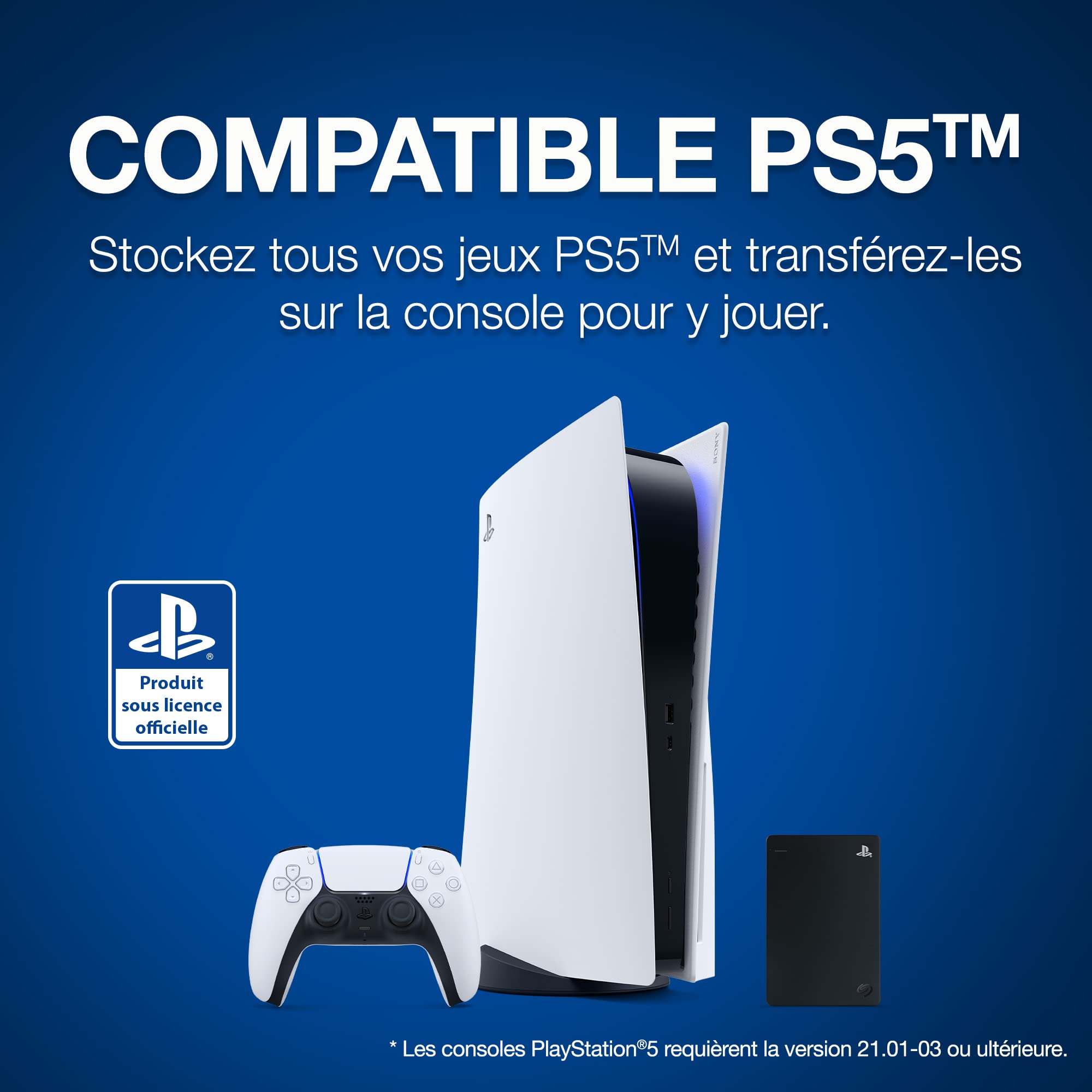 Seagate 2TB External Hard Drive for PlayStation - USB 3.2 Gen1, Officially Licensed Game Drive (STGD2000200) - Perfect for PS4/PS5 Game Storage & Backup