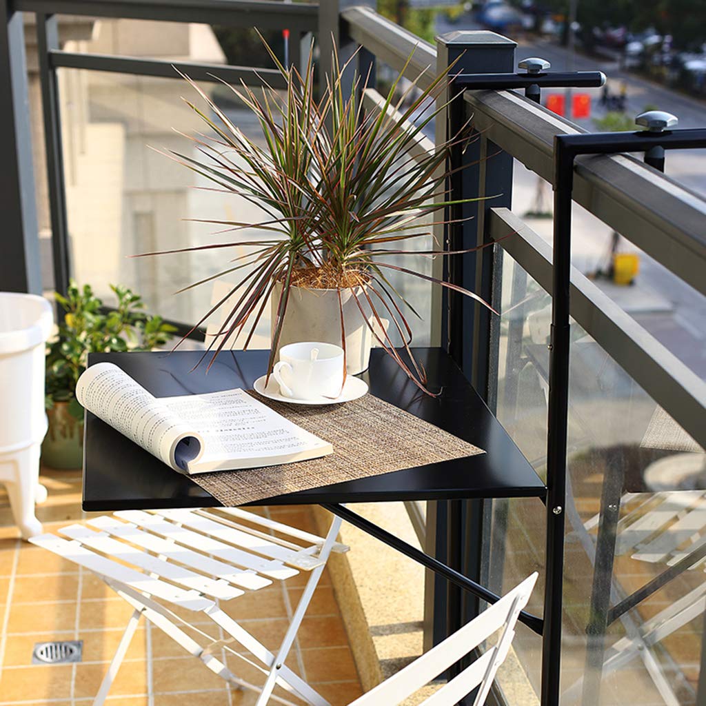 Adjustable Folding Hanging Balcony Table - 4-Level Height, 60 x 40 cm - Outdoor Railing Dining Table for Patio, Garden & Small Space - Perfect for Coffee, Breakfast or Relaxing in Your Balcony, Deck or Backyard