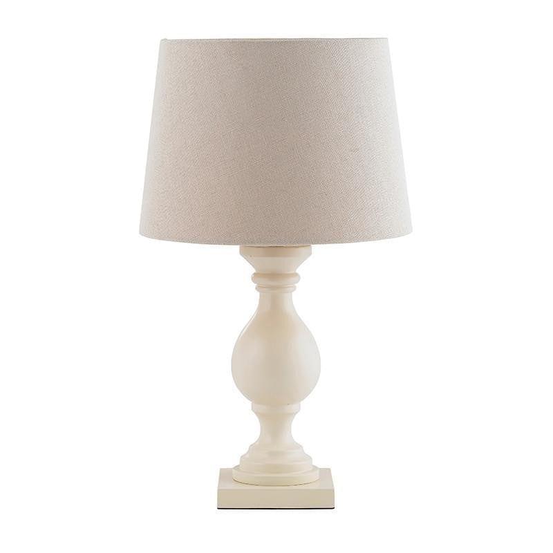 Marsham Ivory Painted Wood & Faux Linen Table Lamp - Elegant Bedside Lighting for Bedroom, Living Room & Office Decor