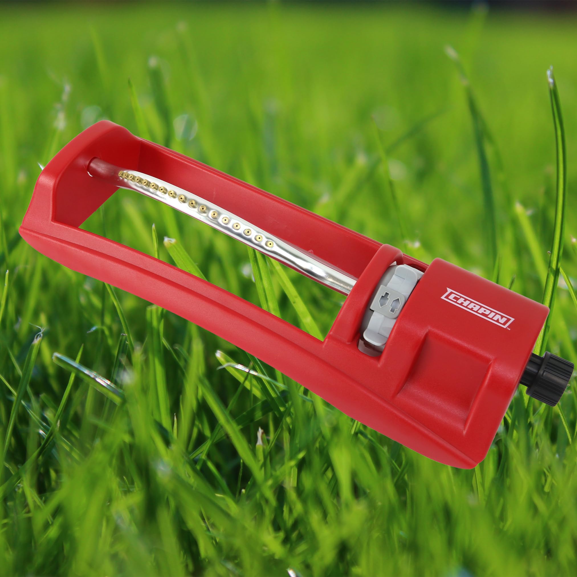 Chapin 4990 Lawn Oscillating Sprinkler - Heavy Duty Metal Base, Adjustable Water Flow, 3600 Sq Ft Coverage for Large Yards & Gardens | Perfect for Watering Grass, Plants & Landscaping