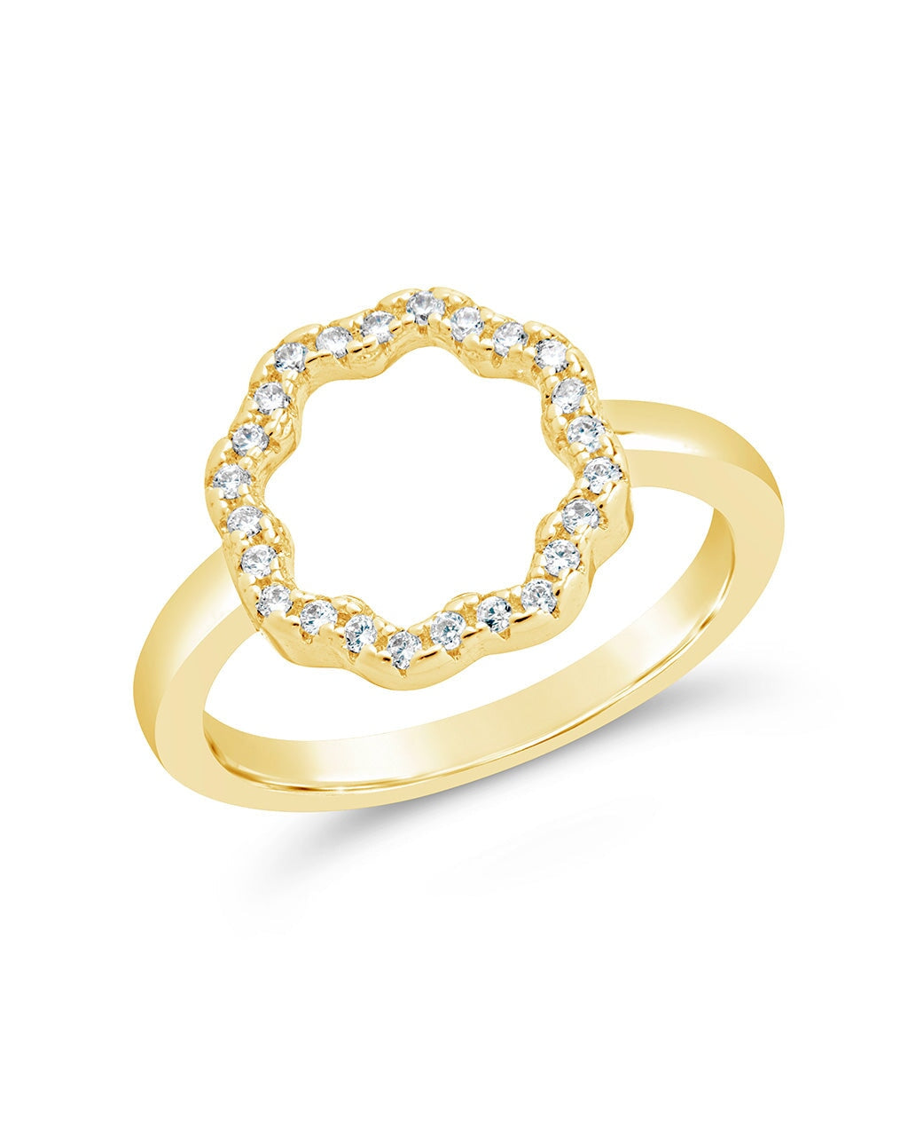 Marisole CZ Rose Petal Outline Ring - Elegant Cubic Zirconia Flower Design for Women, Perfect for Valentine's Day, Anniversary, Wedding, and Everyday Wear