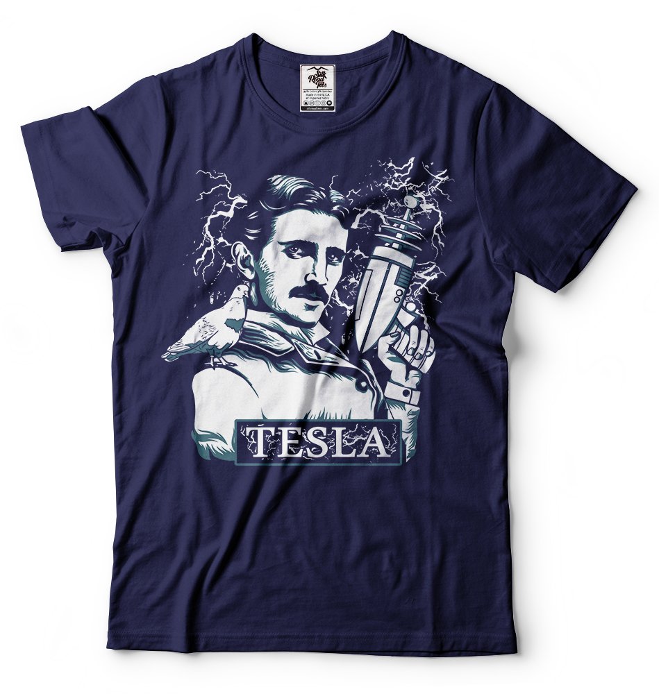 Nikola Tesla T-Shirt with Electrical Gun Design | Funny Science Men's Tee | Perfect for Science Lovers, Comic Con & Geek Gifts