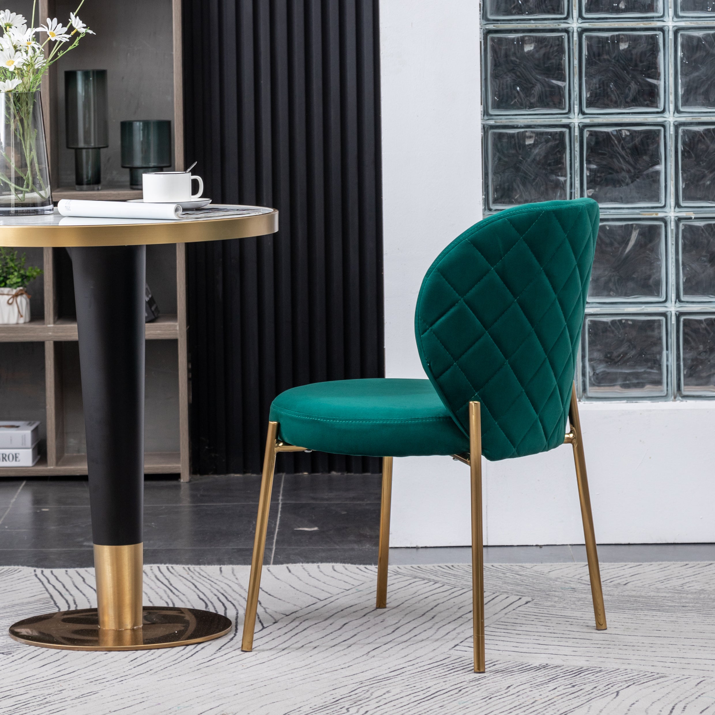 Roundhill Furniture Amoa Contemporary Velvet Upholstered Dining Chairs Set of 2 - Modern Kitchen & Dining Room Seating for Home & Restaurant