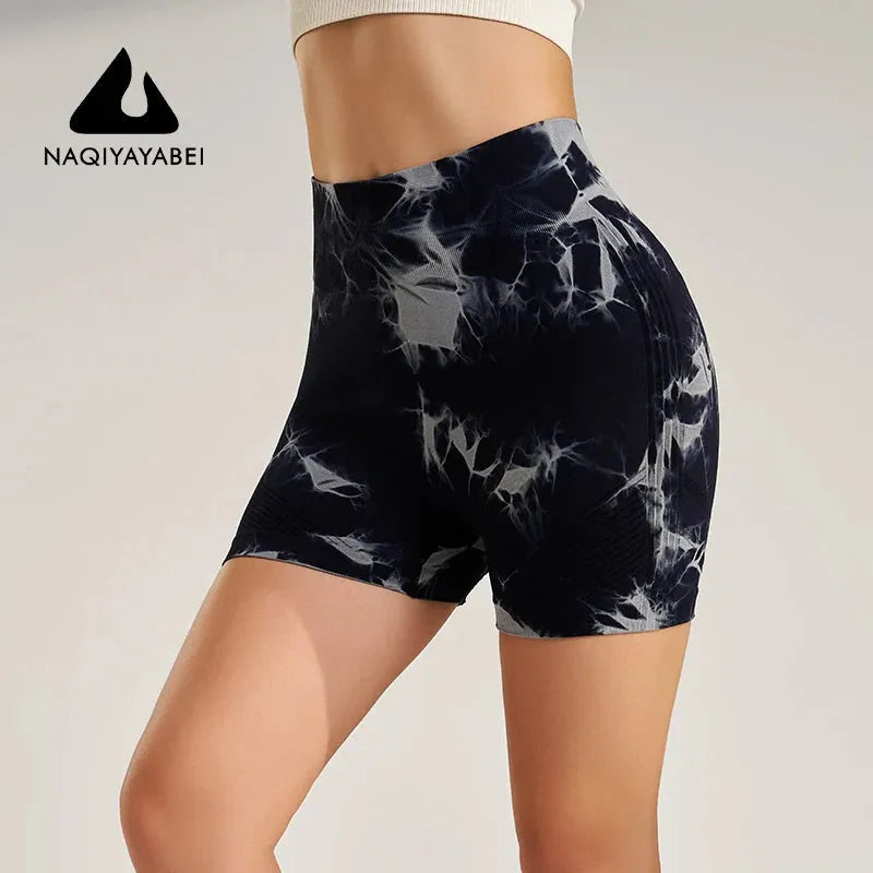 Tie Dye Seamless Yoga Shorts for Women - High Waisted Skinny Workout Shorts, Summer Athletic Shorts, Breathable Fitness Clothing & Cycling Pants - Perfect for Yoga, Gym, Running & Outdoor Sports