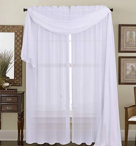 Elegant Sheer Curtains 54x63 Inches - Light Filtering Window Panels for Privacy & Style - Set of 2 White Drapes for Living Room, Bedroom, Kitchen - Perfect for Soft Lighting & Home Decor