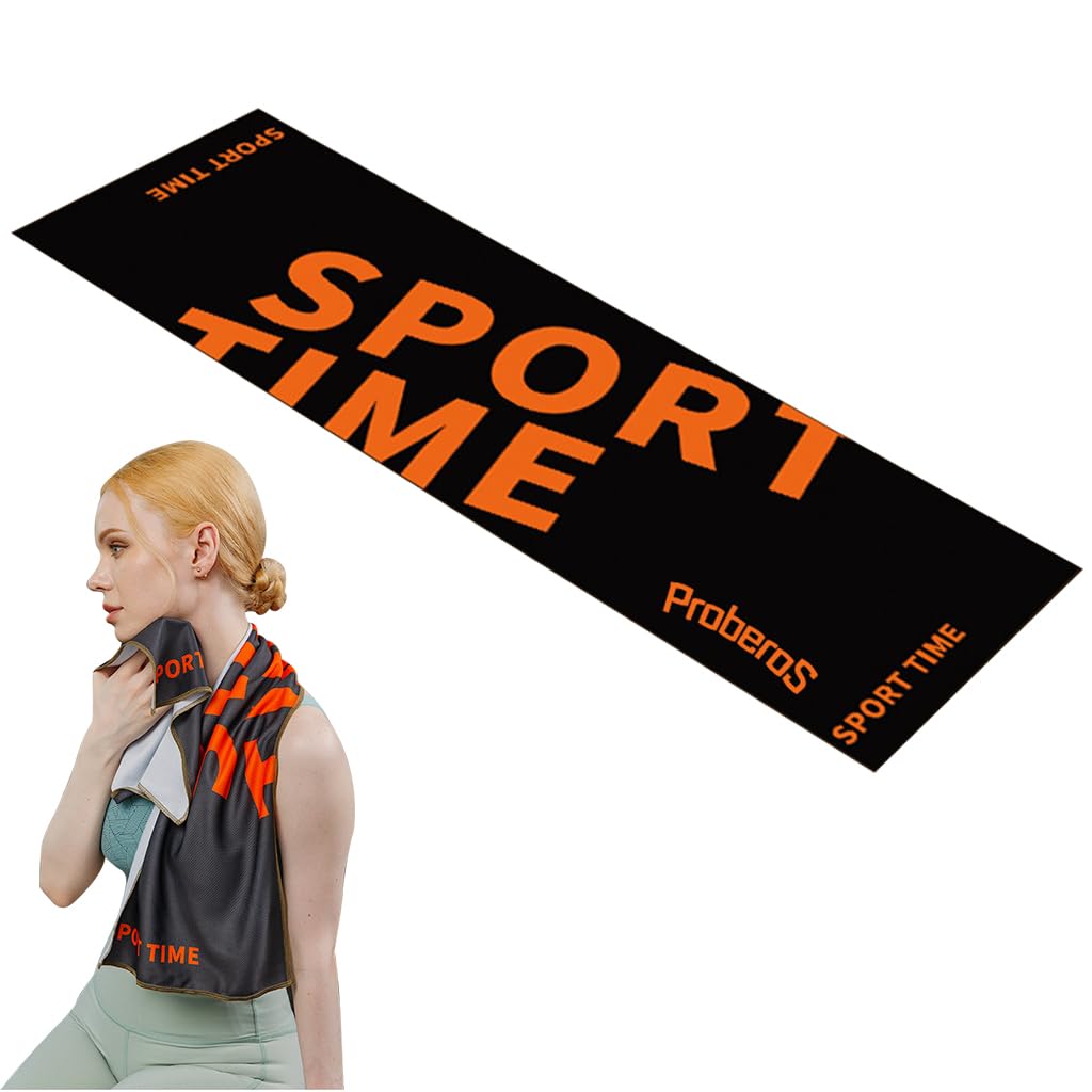PROBEROS® Cooling Towel 39.37x11.8 Inches - Ultra Absorbent Quick-Dry Microfiber Ice Towel for Gym, Yoga, Sports & Outdoor Activities | Soft Skin-Friendly Cooling Towel with Vibrant Orange Design | Instant Cooling Relief for Hot Weather, Workouts & Summer Sports