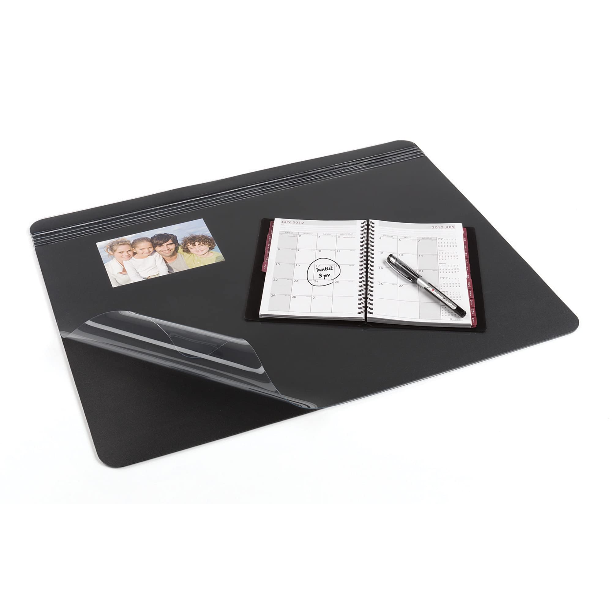 Office Depot Overlay Desk Pad - 19 x 24 Inches, Black/Clear (48174-OD) - Non-Slip Writing Surface for Home Office, Study & Work Desk Organization