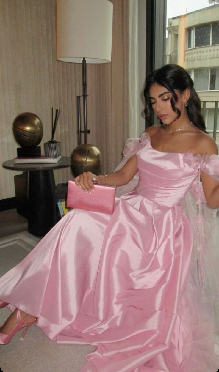 Elegant Off Shoulder Pink A-Line Prom Dress for Formal Evening Events - Perfect for Homecoming, Prom, and Special Occasions