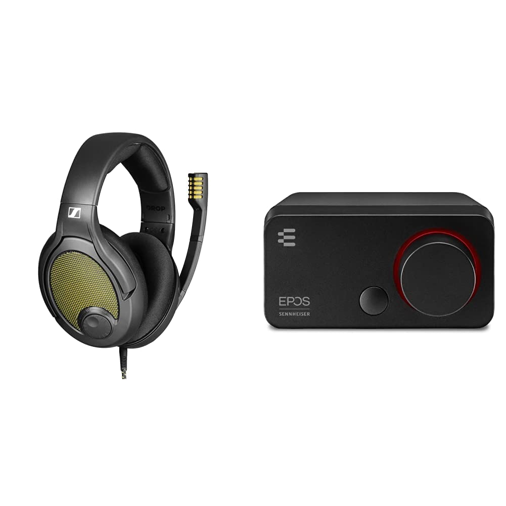 Drop + Sennheiser PC38X Gaming Headset with Noise-Cancelling Mic & EPOS GSX 300 DAC - Premium PC38X Headphones with Velour Earpads for PC, PS4, PS5, Mobile Gaming | GSX 300 External Sound Card Enhances Audio for Competitive Gaming & Streaming