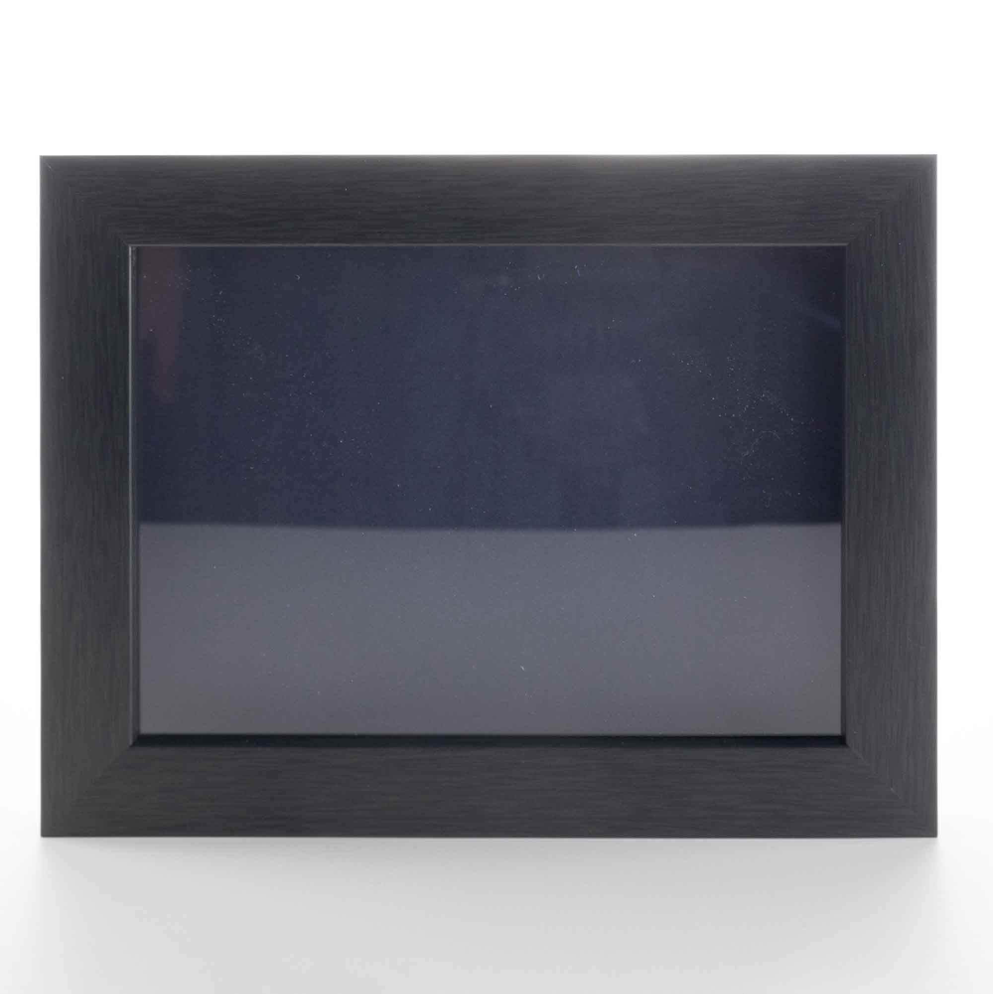 24x30 Charcoal Shadow Box Display - Wooden Frame with Navy Acid-Free Backing, UV Protective Acrylic & Hanging Hardware - 3/4