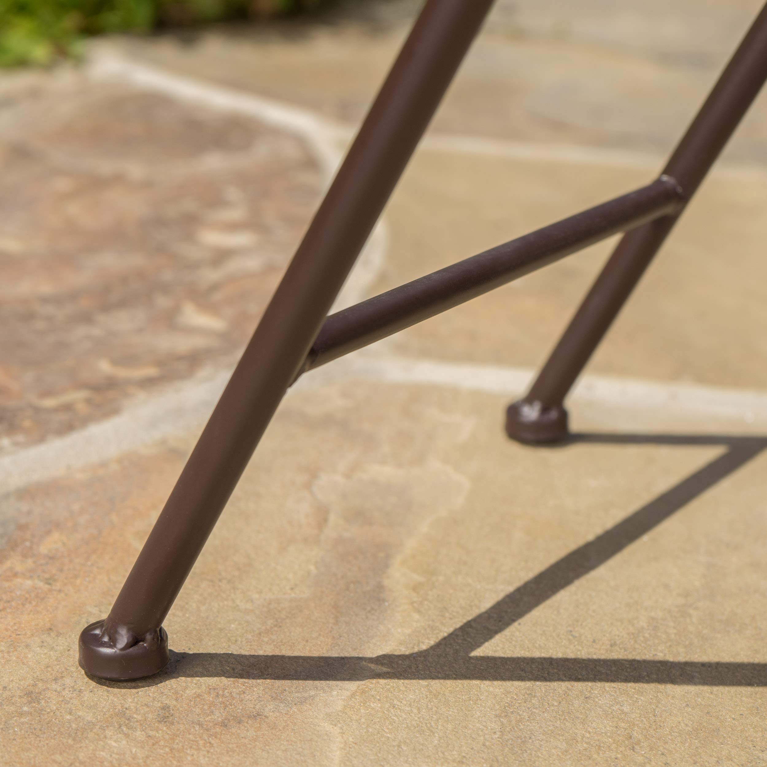Christopher Knight Home Azure Outdoor Glass Side Table with Iron Frame - Blue & White - Perfect for Patio, Poolside, or Garden Decor