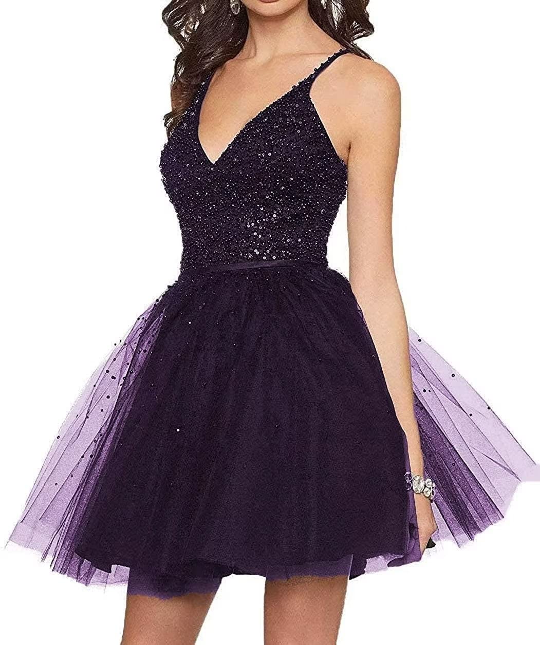 Sparkling Beaded Short Prom Dresses for Women | Elegant Tulle Homecoming Dress for Teens | Cocktail Party & Ball Gowns | Perfect for Prom Night, Homecoming Dance & Formal Events