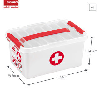 6L First Aid Storage Box with Removable Tray - White/Red - Perfect for Home, Office & Emergency Kits - Organize Medical Supplies & Safety Equipment