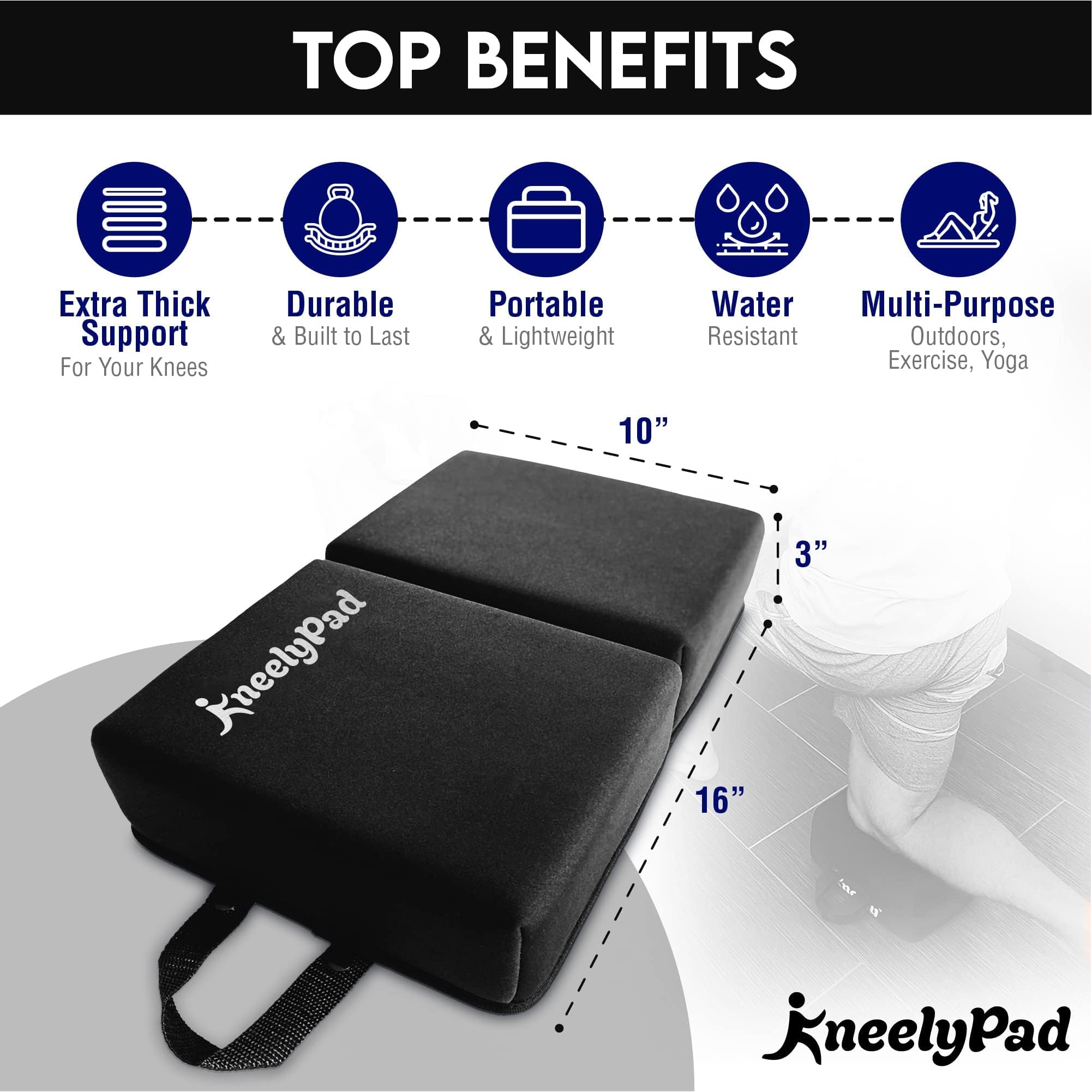 KneelyPad by Kneely - Ultra Thick Memory Foam Knee Cushion for Gardening, Exercise, Cleaning & Mechanic Work - Washable & Foldable Knee Pad with Handle - Perfect for Outdoor Activities, Home Improvement & Workshop Use