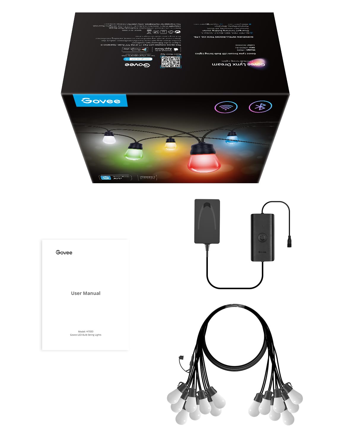 Govee H7020 Smart Outdoor String Lights - 48ft RGBIC & Warm White WiFi LED Bults, Alexa & App Controlled, IP65 Waterproof, Dimmable for Patio, Backyard, Garden & Outdoor Parties | Perfect for Christmas, Weddings & Landscape Lighting