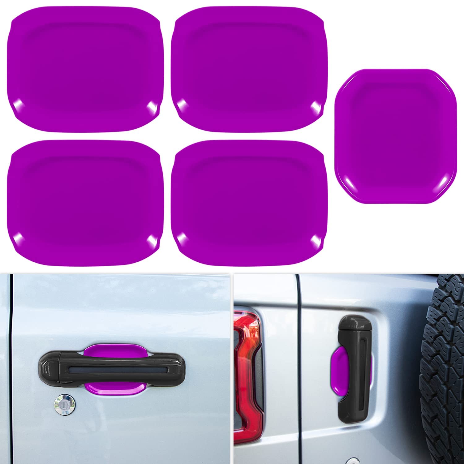 5-Piece ABS Exterior Door Handle Bowl Trim Cover for Jeep Wrangler JL & JLU (2018-2024) - Durable Purple Accessories - Upgrade Your Jeep's Style for Off-Road Adventures & Daily Driving