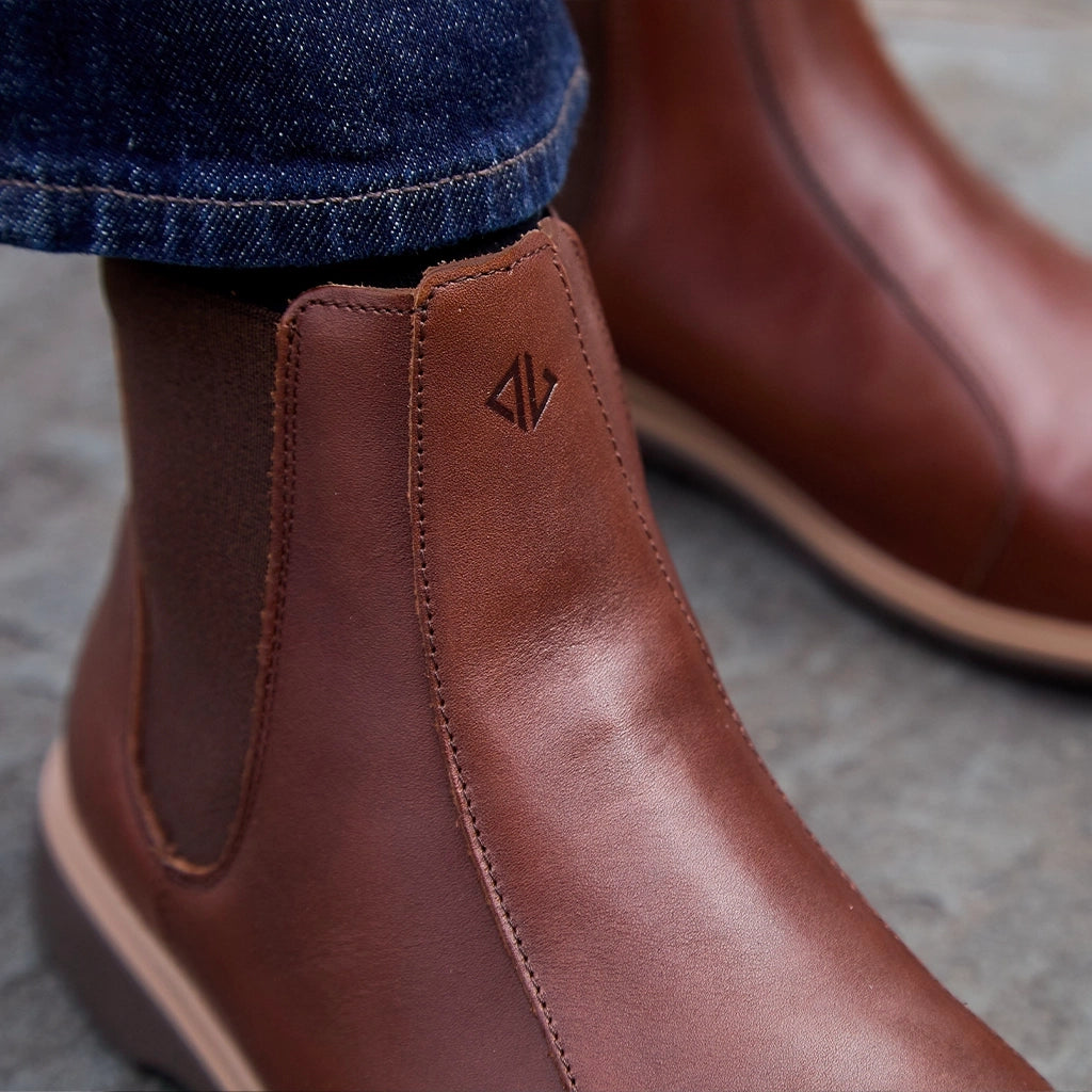 The Chelsea Chestnut Brown Leather Ankle Boots for Women - Stylish & Comfortable Fall & Winter Fashion for Casual Outings & Office Wear