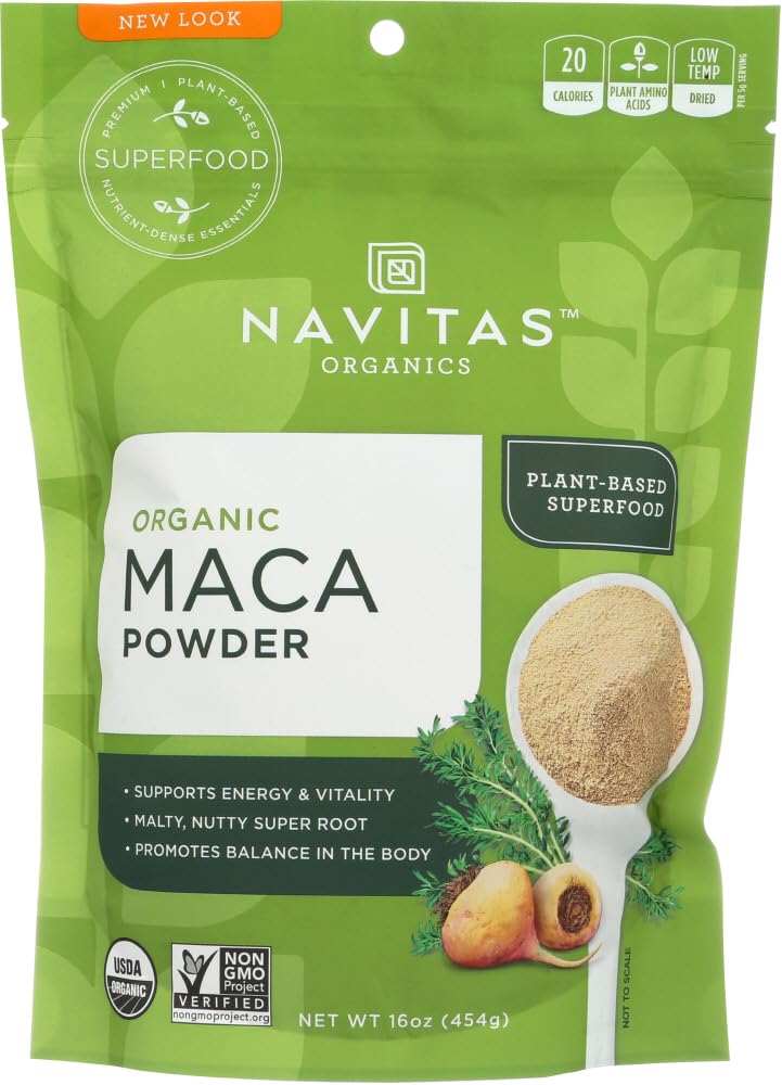 Organic Raw Maca Powder 16 oz (1 lb) - Peruvian Superfood for Energy & Vitality - Navitas Naturals - Perfect for Smoothies, Baking & Natural Wellness