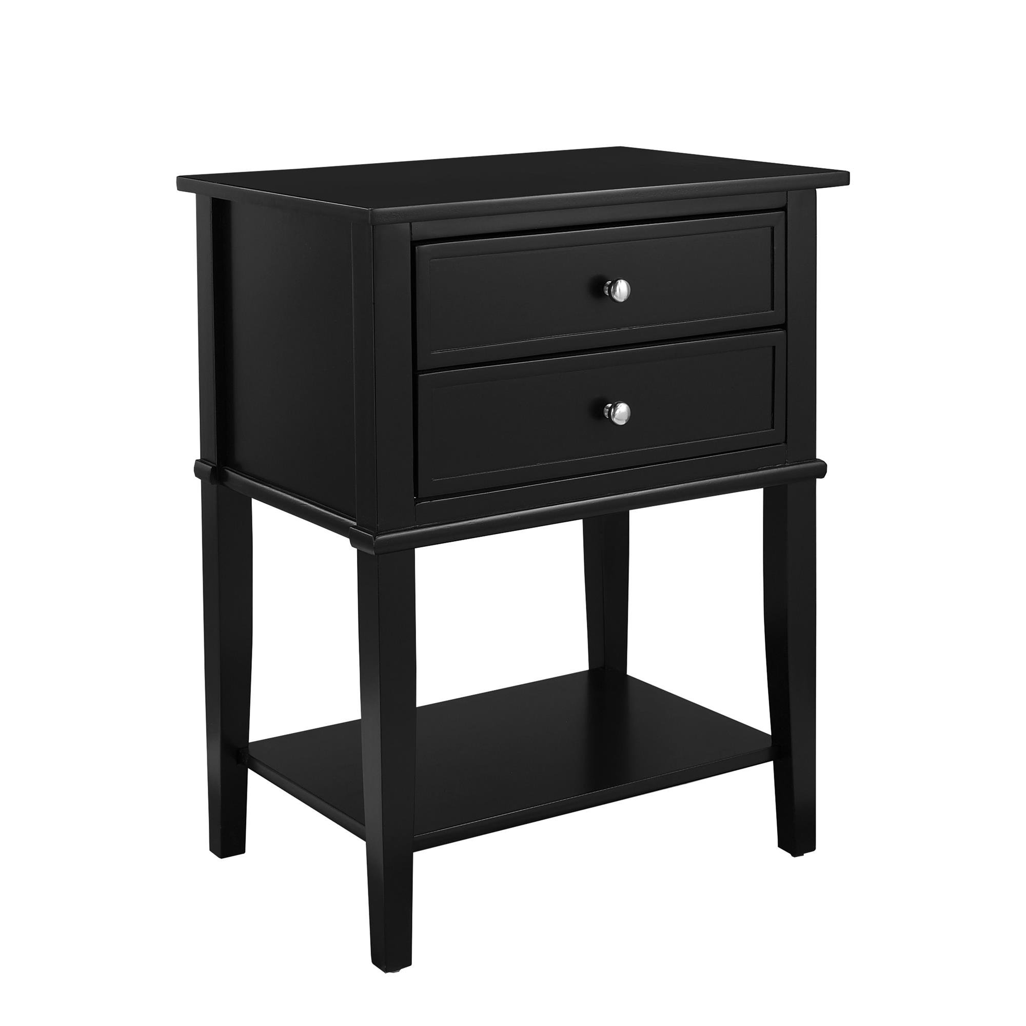 Ameriwood Home Franklin Accent Table with 2 Drawers - Black Finish | Perfect for Living Room, Bedroom or Office Side Table