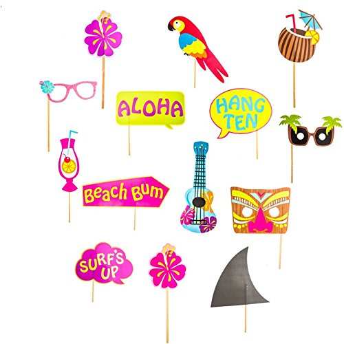 Luau Party Photo Props & Decorations - Hawaiian Themed Party Supplies for Home, Backyard & Beach Celebrations