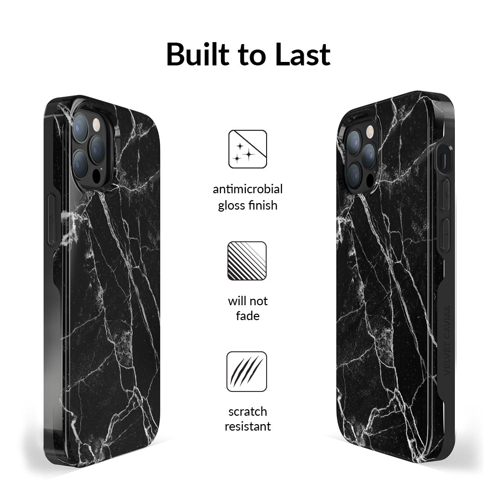 Premium Black Marble iPhone Case - Slim Protective Cover with Anti-Slip Grip | Perfect for Work, Travel & Everyday Use