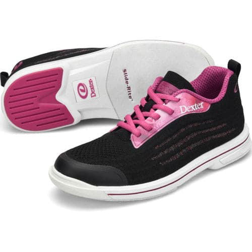 Dexter Women's DexLite Knit Bowling Shoes - Black & Pink - Lightweight Comfort for League Play & Casual Bowling