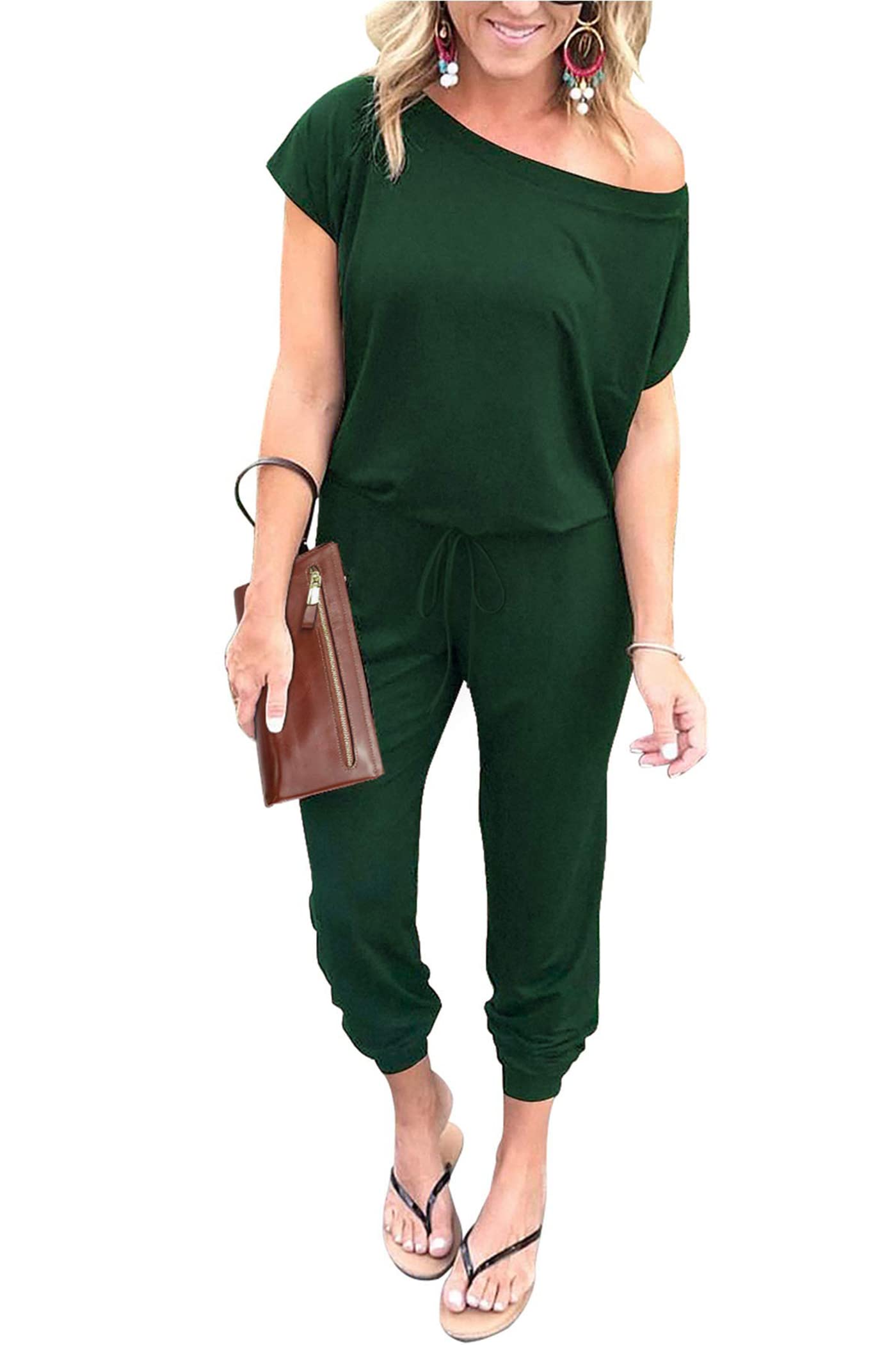 PRETTYGARDEN Women's Off Shoulder Jumpsuit - 2025 Summer Romper Dressy Outfit for Spring Vacation, Beach Travel & Lounge Wear | Casual Chic Style for Parties, Date Nights & Outdoor Activities