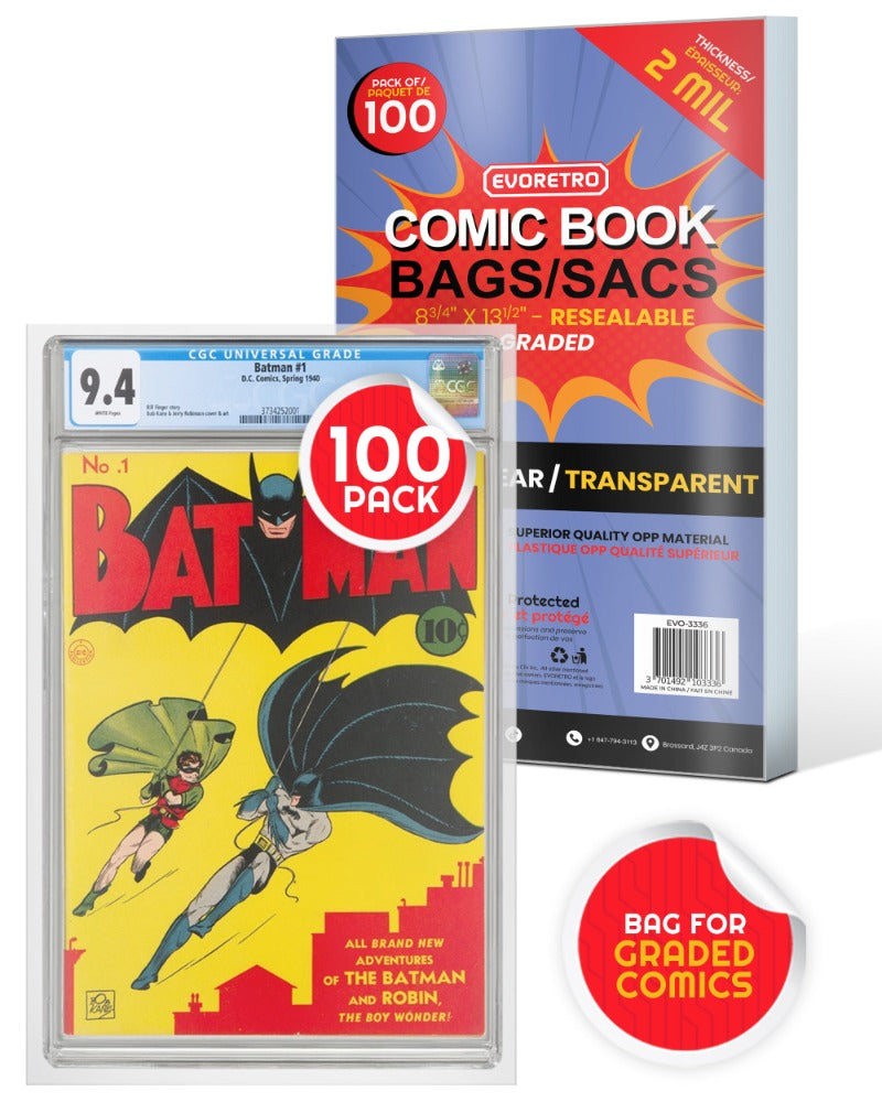 Evoretro 2 MIL Clear Resealable Comic Book Bags - Acid-Free Archival Protection for Graded Comics - Perfect for Collecting, Storing & Preserving Valuable Comics