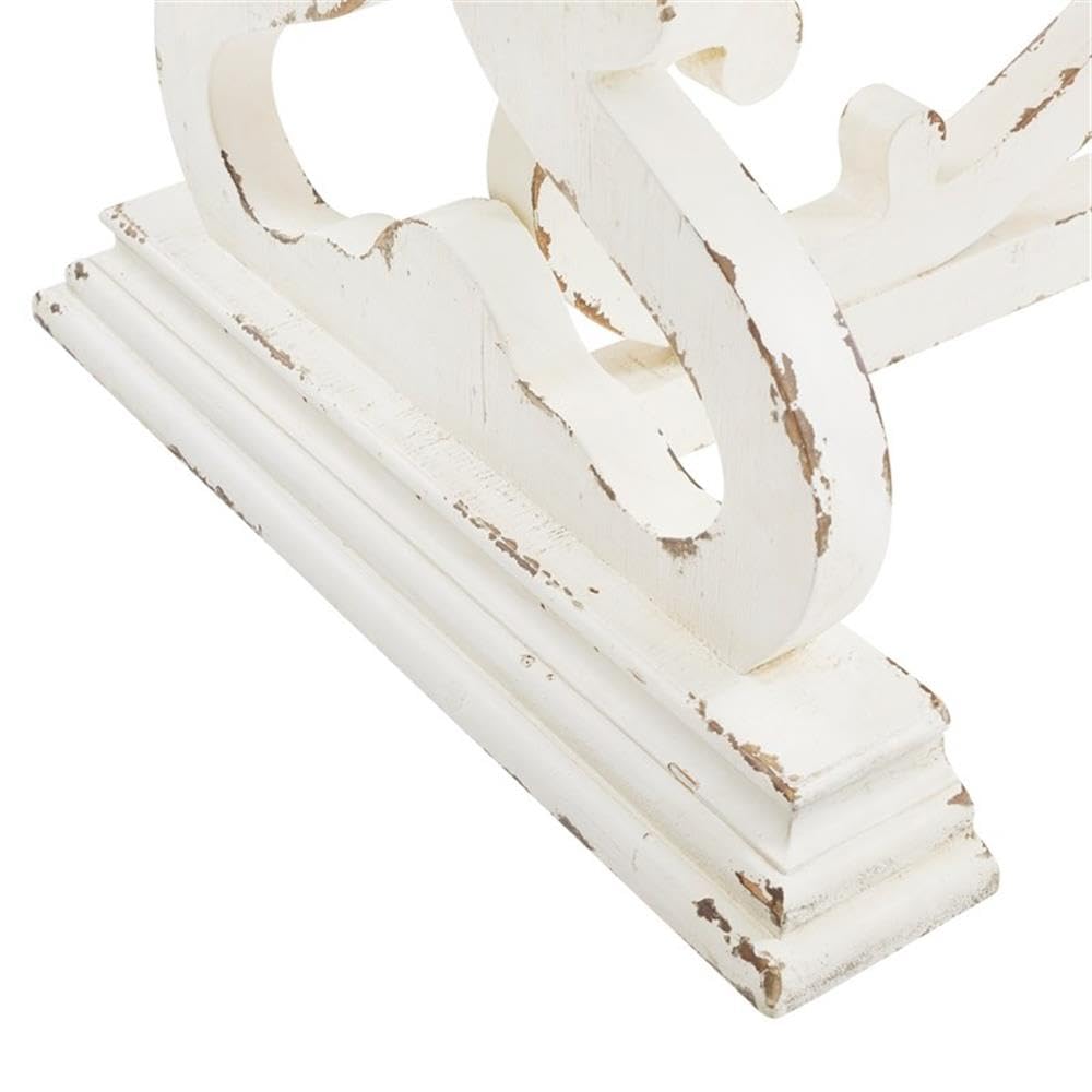 BOWERY HILL White Distressed Wood Coffee Table - Modern Farmhouse Style Living Room Centerpiece for Home Decor
