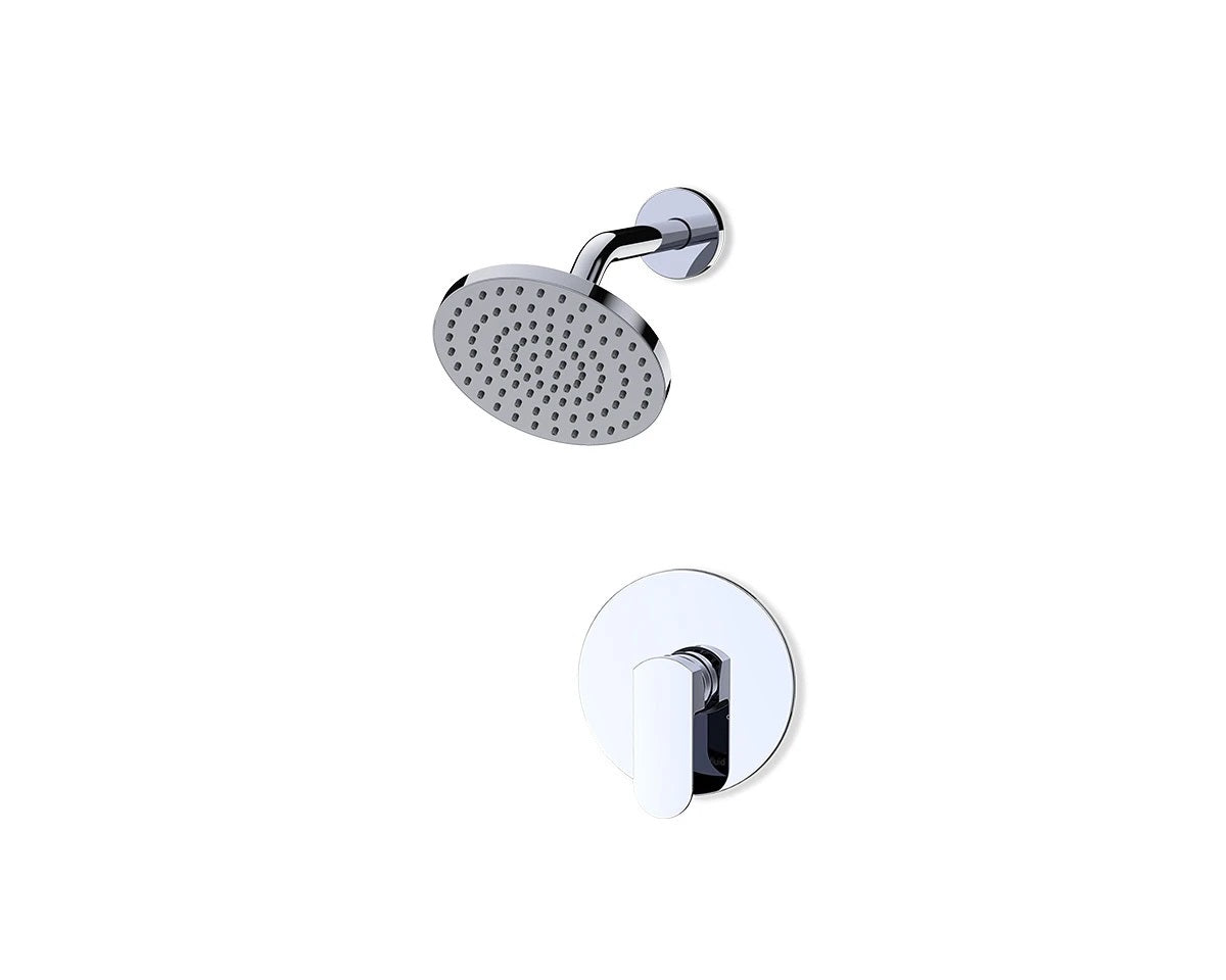 FLUID Wisdom 6 Inch Chrome Shower Head with Control Valve - High Pressure Rainfall Showerhead for Bathroom, Spa & Relaxation