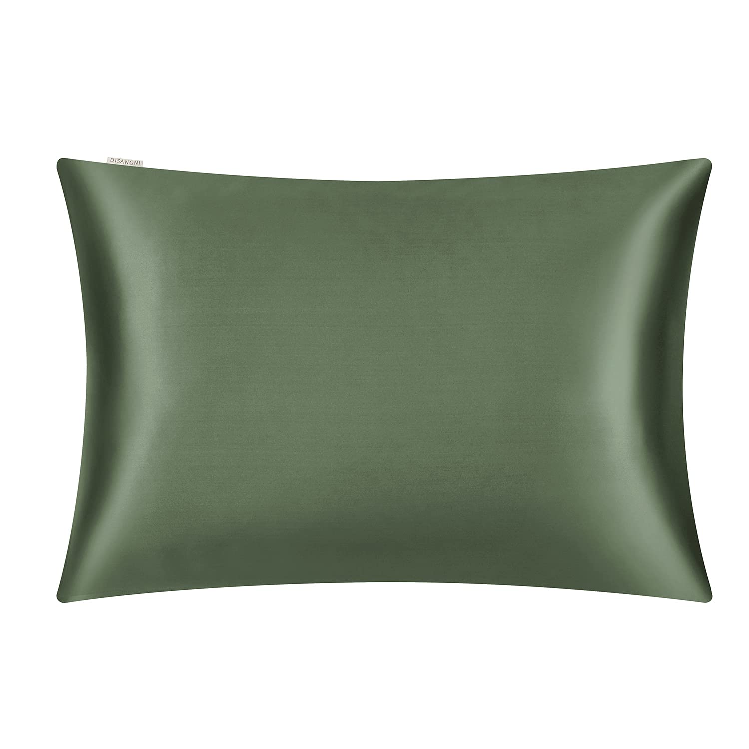 DISANGNI 100% Pure Mulberry Silk Pillowcase Set of 2 - 22 Momme Grade A Silk with Hidden Zipper for Hair & Skin Care - Standard Size 20x26 Inches (Green) - Perfect for Beauty Sleep & Reducing Bedhead