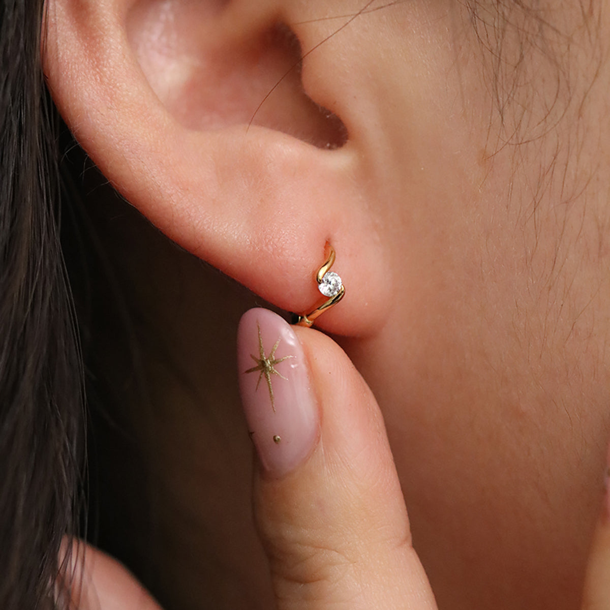 Cubic Twist Huggie Earrings - Minimalist Geometric Hoop Earrings for Women - Perfect for Everyday Wear, Work, and Date Nights