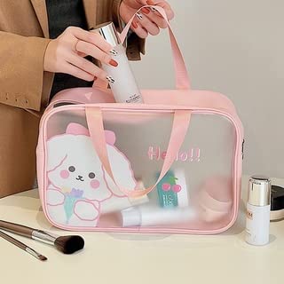 Salepush Transparent Cosmetic Wash Bag - Waterproof Makeup Pouch for Travel & Gym | Portable Toiletry Organizer with Handle & Zipper | Ideal for Women & Men's Grooming Essentials | Perfect for Air Travel, Camping & Daily Use