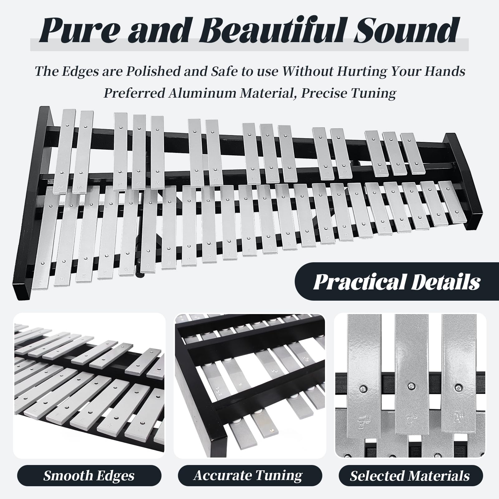 37-Key Foldable Aluminum Xylophone for Adults - Professional Glockenspiel with Adjustable Stand, 4 Mallets & Carrying Bag - Perfect for Music Education, Therapy & Live Performances