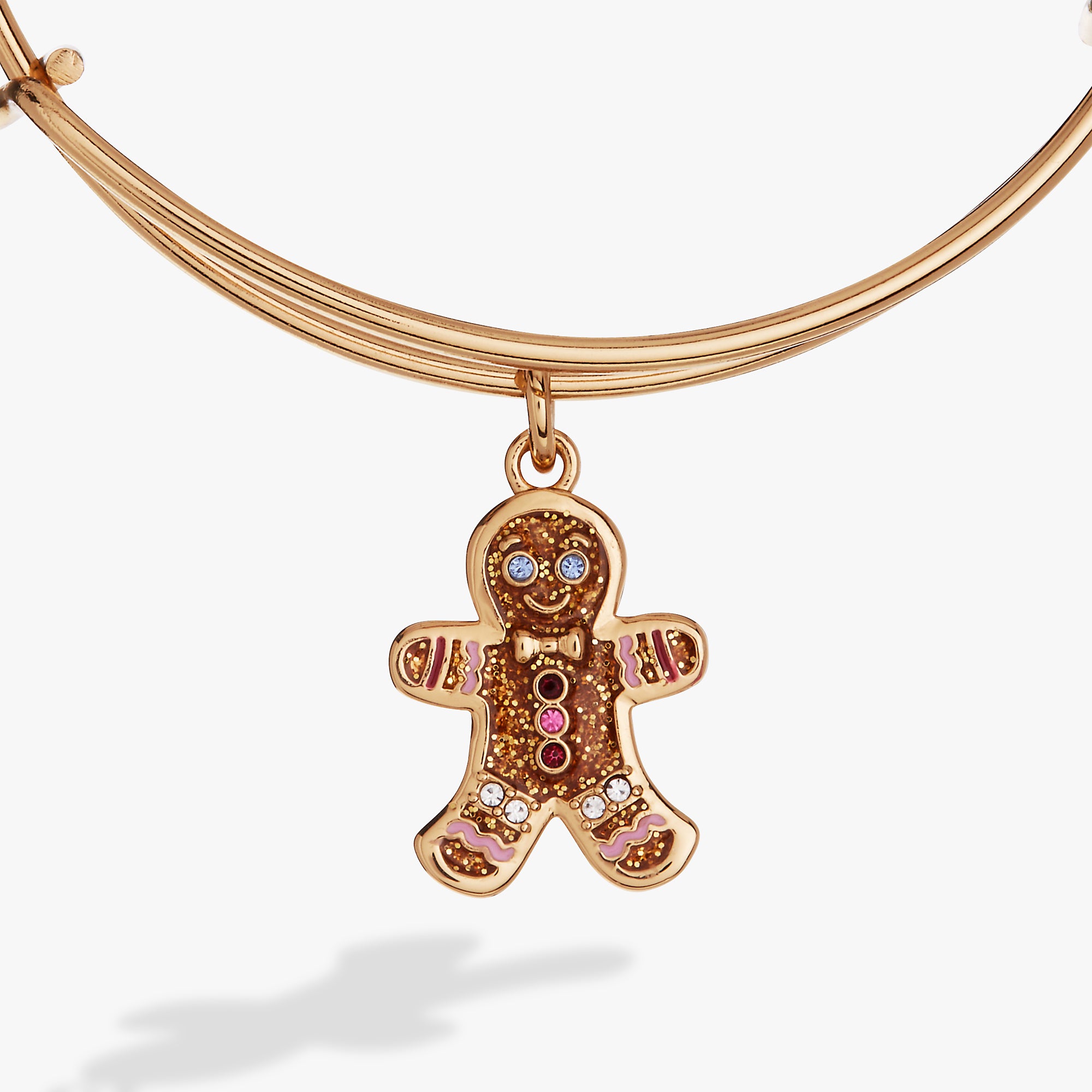 Gingerbread Cookie Charm Bangle Bracelet - Christmas Holiday Jewelry Gift for Women & Girls - Perfect for Festive Parties & Winter Celebrations