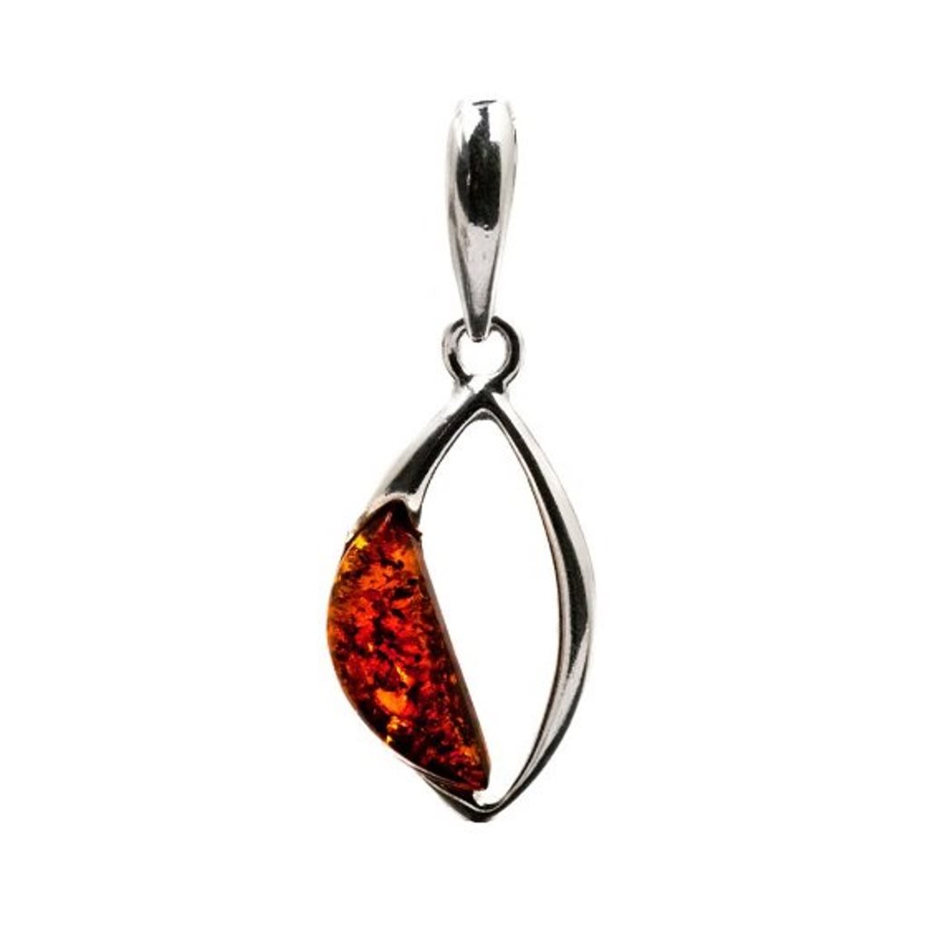 925 Sterling Silver Amber Pendant Necklace - Elegant Medium Contemporary Jewelry for Women, Perfect for Gifts, Parties & Everyday Wear