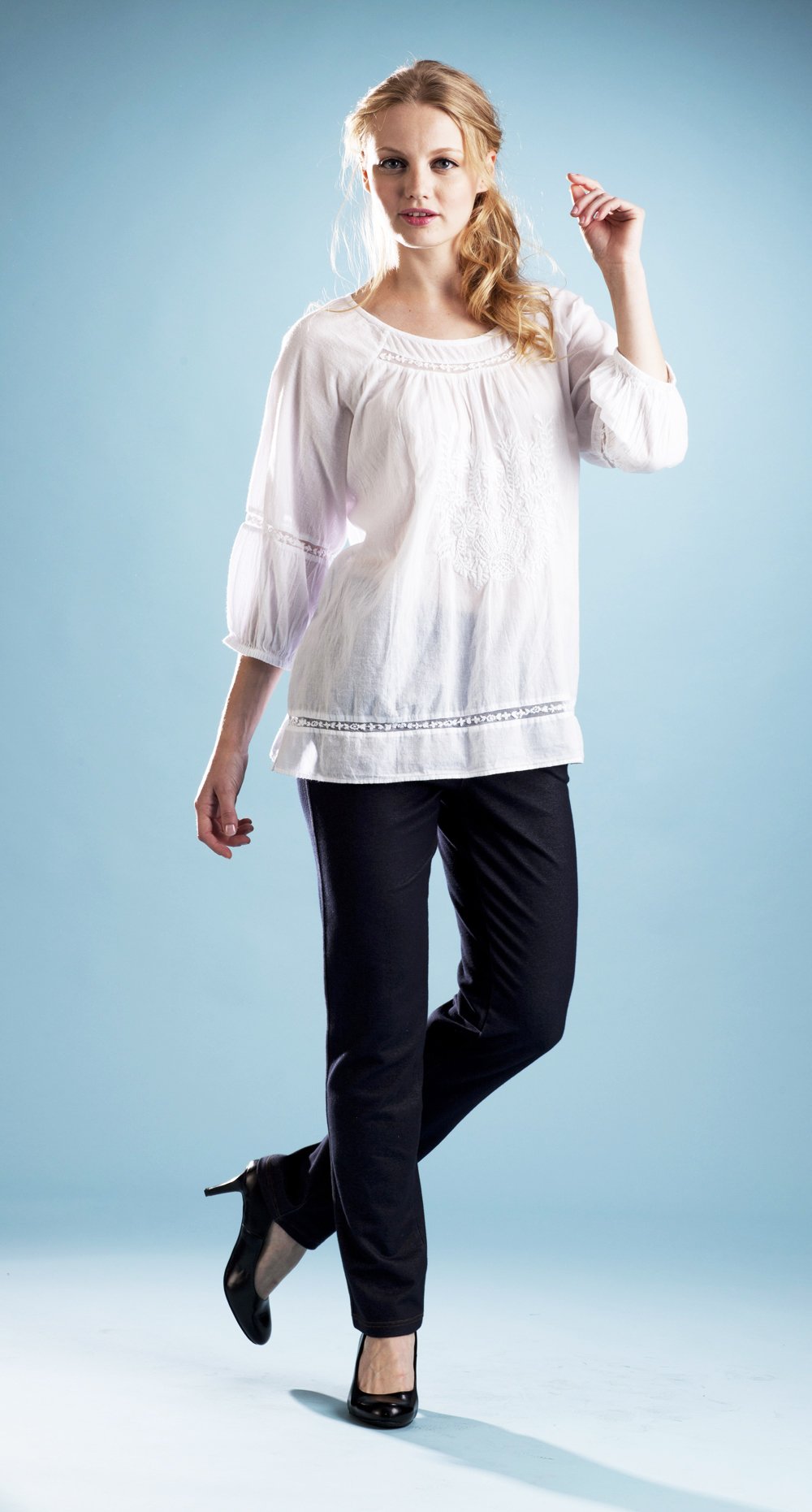 LA CERA Women's Hand-Embroidered Blouse - Plus Size Floral Embroidered Tunic Top for Casual Wear & Special Occasions